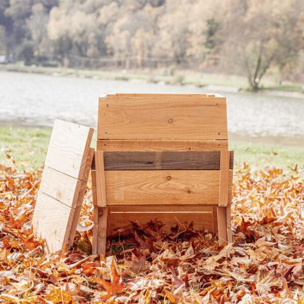 composteur ménager en bois pour toilettes sèches écologiques 190 litres